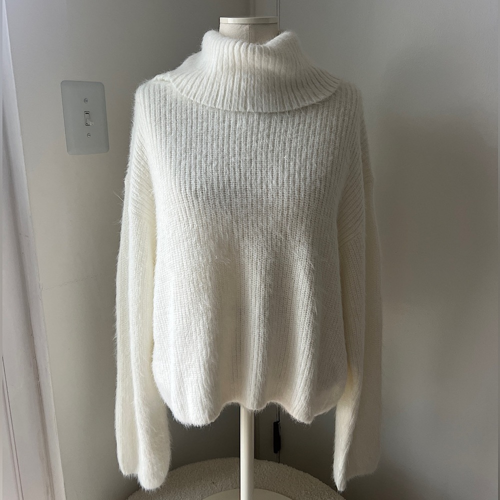 White Fluffy Turtleneck